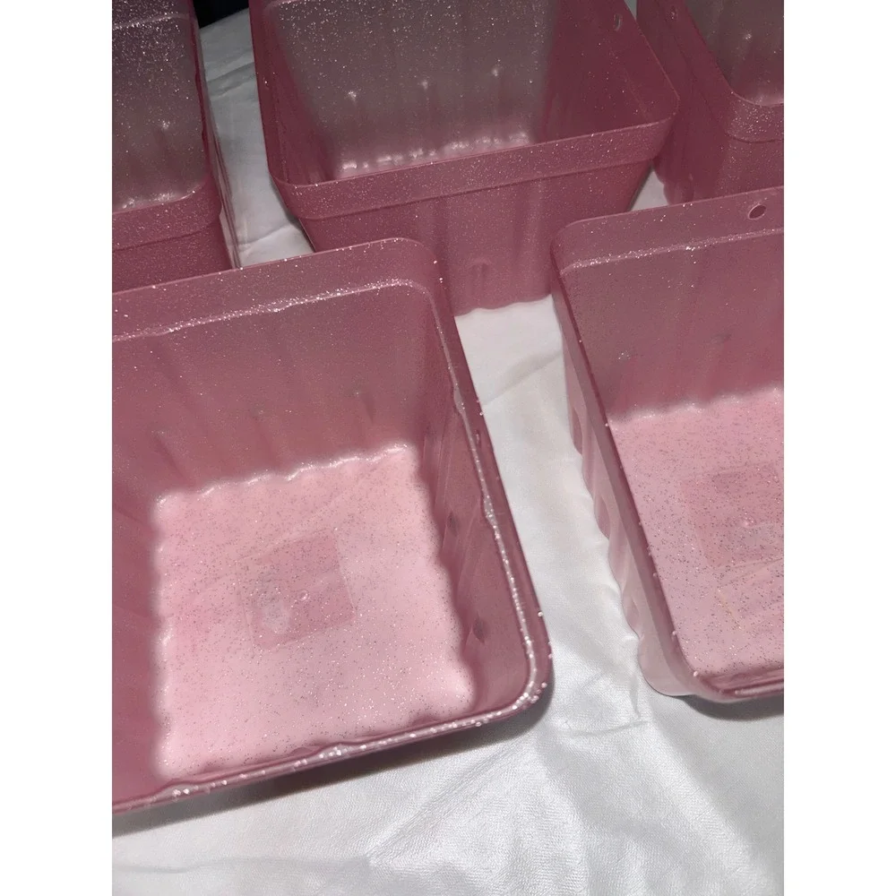 Spritz Pink Glitter Berry Baskets Set of 5 Reusable Plastic Fruit‎ Cartons Kids